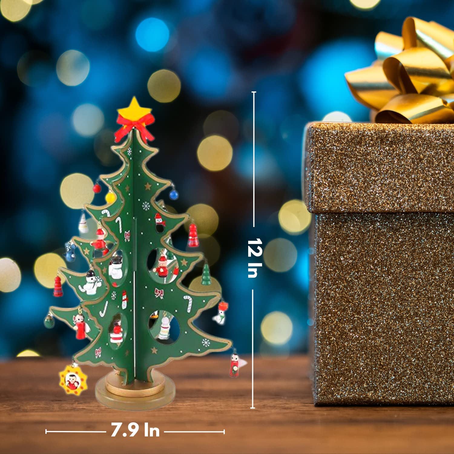 Amazon.co.jp: 12インチ 面白い デスクトップ 木製 クリスマスツリー